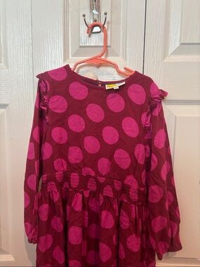 Mini Boden Pink Polka Dot Long-Sleeve Dress